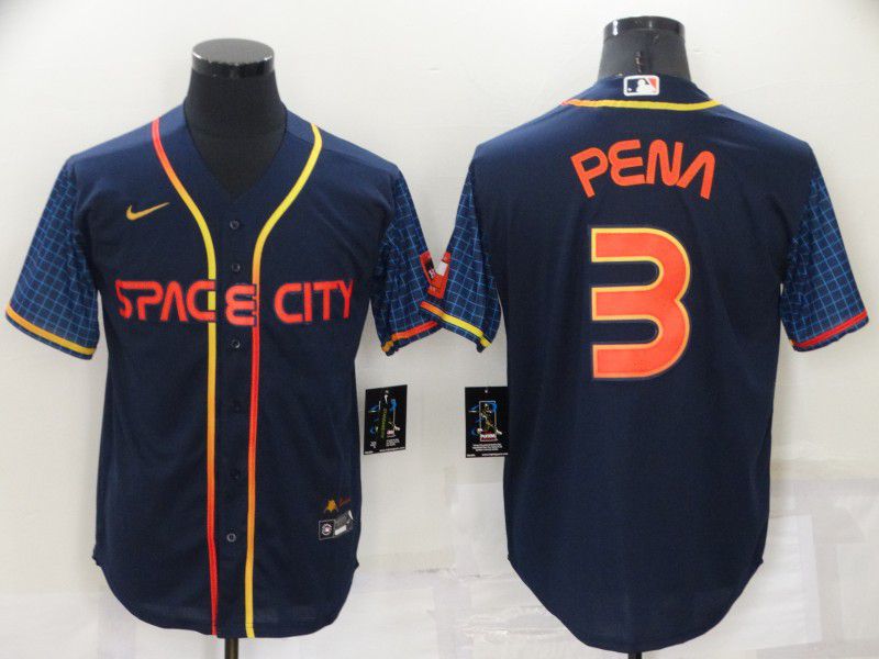 Men Houston Astros #3 Pena Blue City Edition Game Nike 2022 MLB Jersey